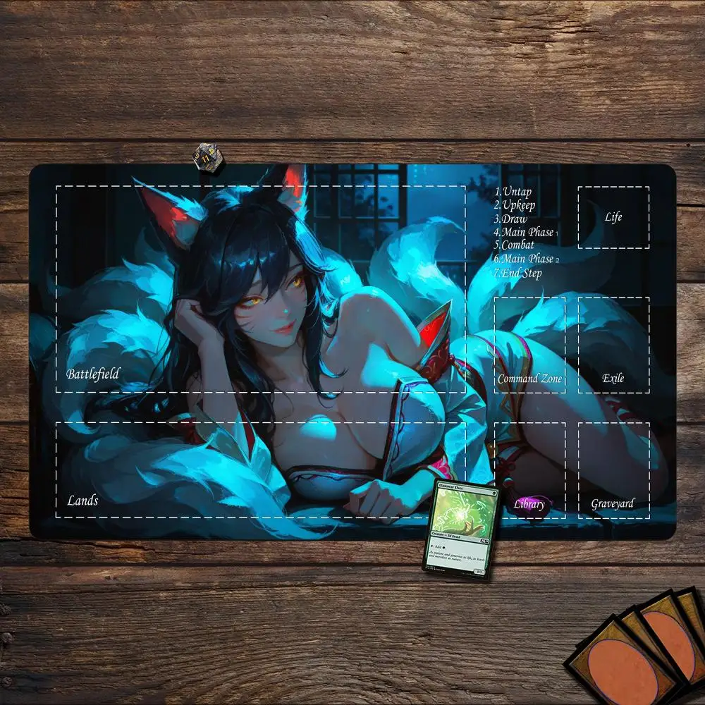

Magic Playmat card gaming mat with zones Gothic sexy girl mtg playmat rubber anti-slip Desk Mat gamer keypad expansion mousepad