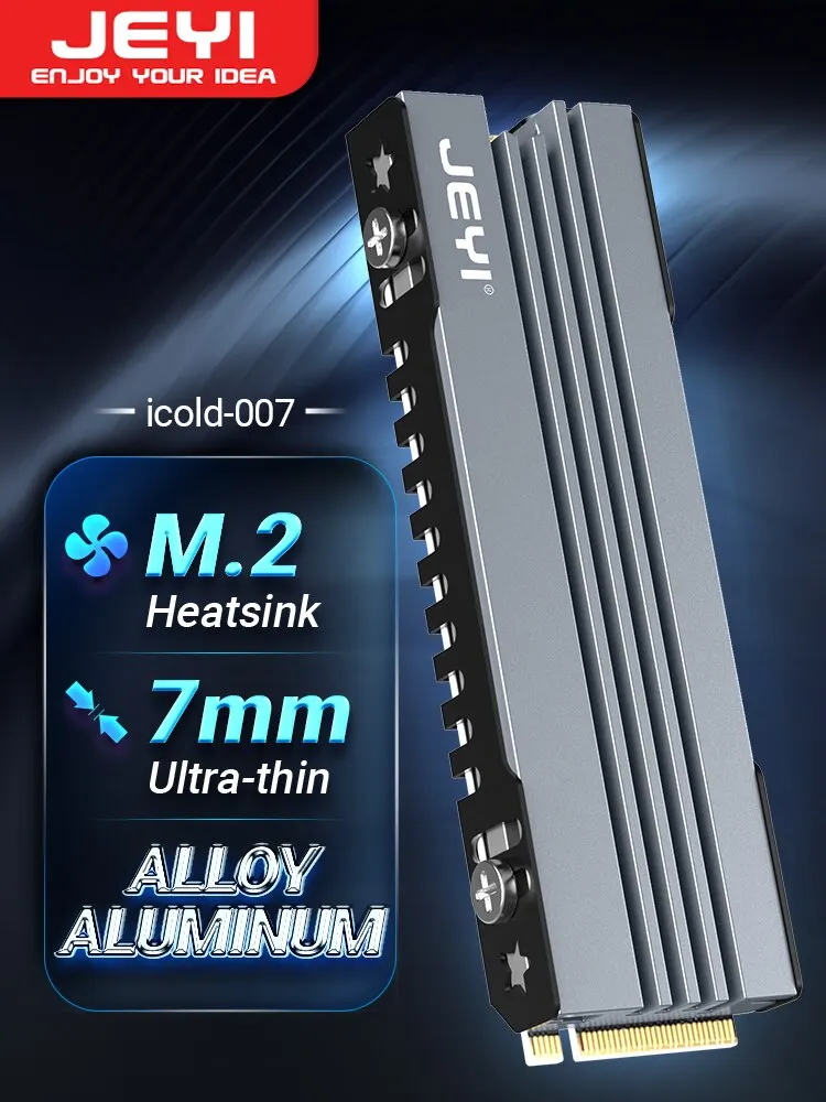 Radiator JEYI M.2 SSD, 2280 NVME NGFF SSD chłodzący całkowicie aluminiowy radiator chłodzący z silikonową podkładką termiczną do płyty głównej / PS5 — zdjęcie 2