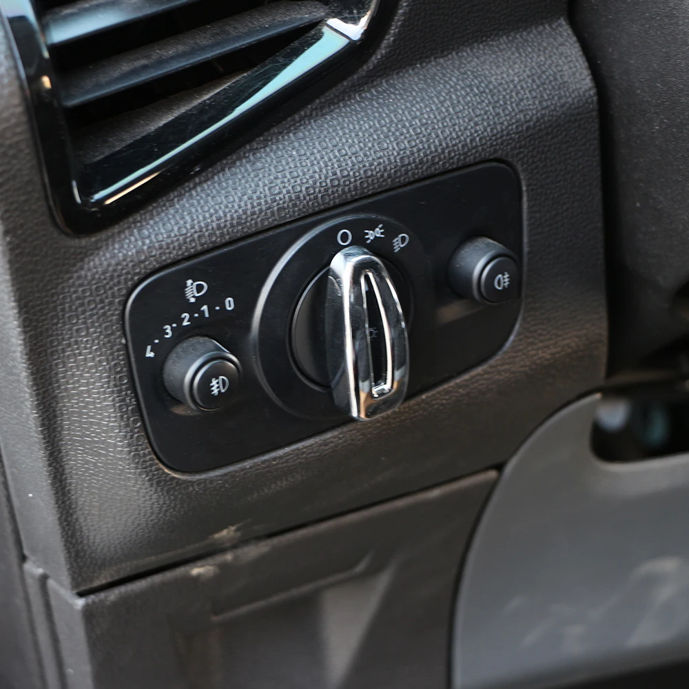 Car ABS Chrome Headlight Lamp Switch Trim Switch Knob Cover Decorative Sequins for Ford Fiesta Ecosport 2009-2017 Interior Acc.