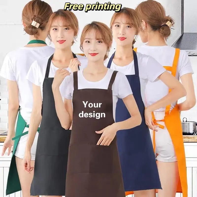 Kitchen Restaurant Apron Print Logo Personalized Customization Catering Services Hotpot Cake Shops Advertisements Cheap Aprons
