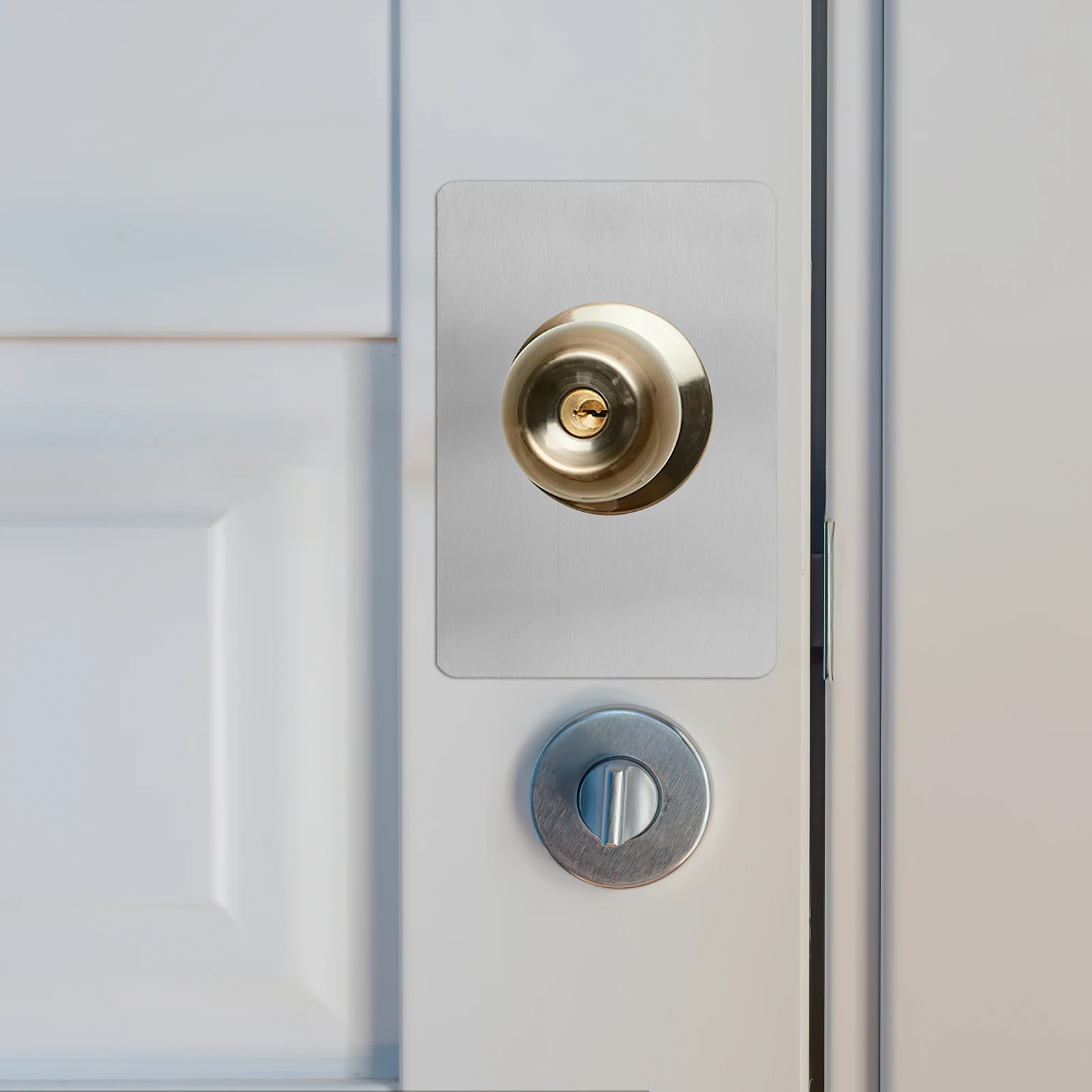 

4pcs Lock Fixing Adjustable Strike Black Repair Dead Bolt Cover Stainless Steel Back Deadbolt Ball Hinge Fixing Plate Knob Back