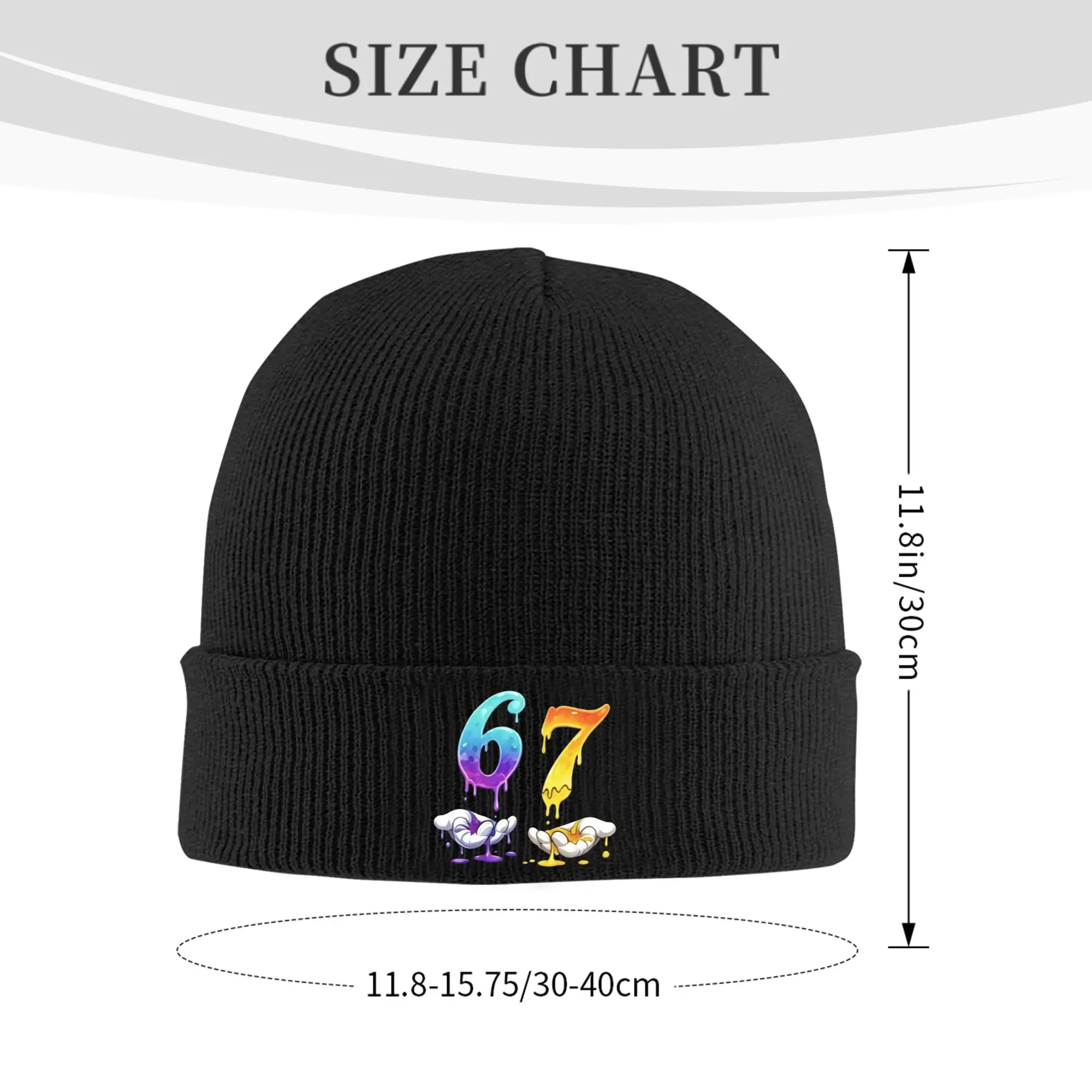 Colorful Dripping Number 67 Print Winter Skullies Beanies Hat Warm Autumn Knitted Hats Bonnet Caps for Women Men