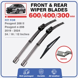 Front Rear Wiper Blades Set For Peugeot 208 II MK2 e-208 2019 2020 2021 2022 2023 2024 Windshield Windscreen Car Accessories