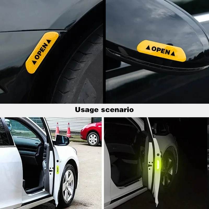 Reflective Car Door Sticker Safety Opening Warning Reflector Tape Decal Car Accessories Exterior Interior Reflector Sticker