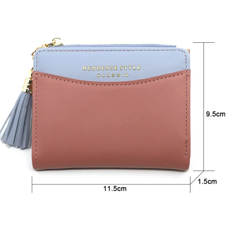 Portamonete in pelle da donna con cerniera corta nappa studente carino Mini portamonete portafoglio piccolo portachiavi borsa portafogli Porte