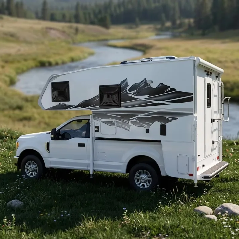 Hardtop fiberglass truck camper, mounted directly on the pickup bin, customizable size, suitable for all pickup models