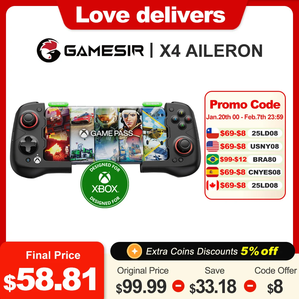 Gamesir X4 Aileron Bluetooth Mobile Cloud Gaming Controller Gampad for Android Hall Effect Joystick Seamless Wireless Connection