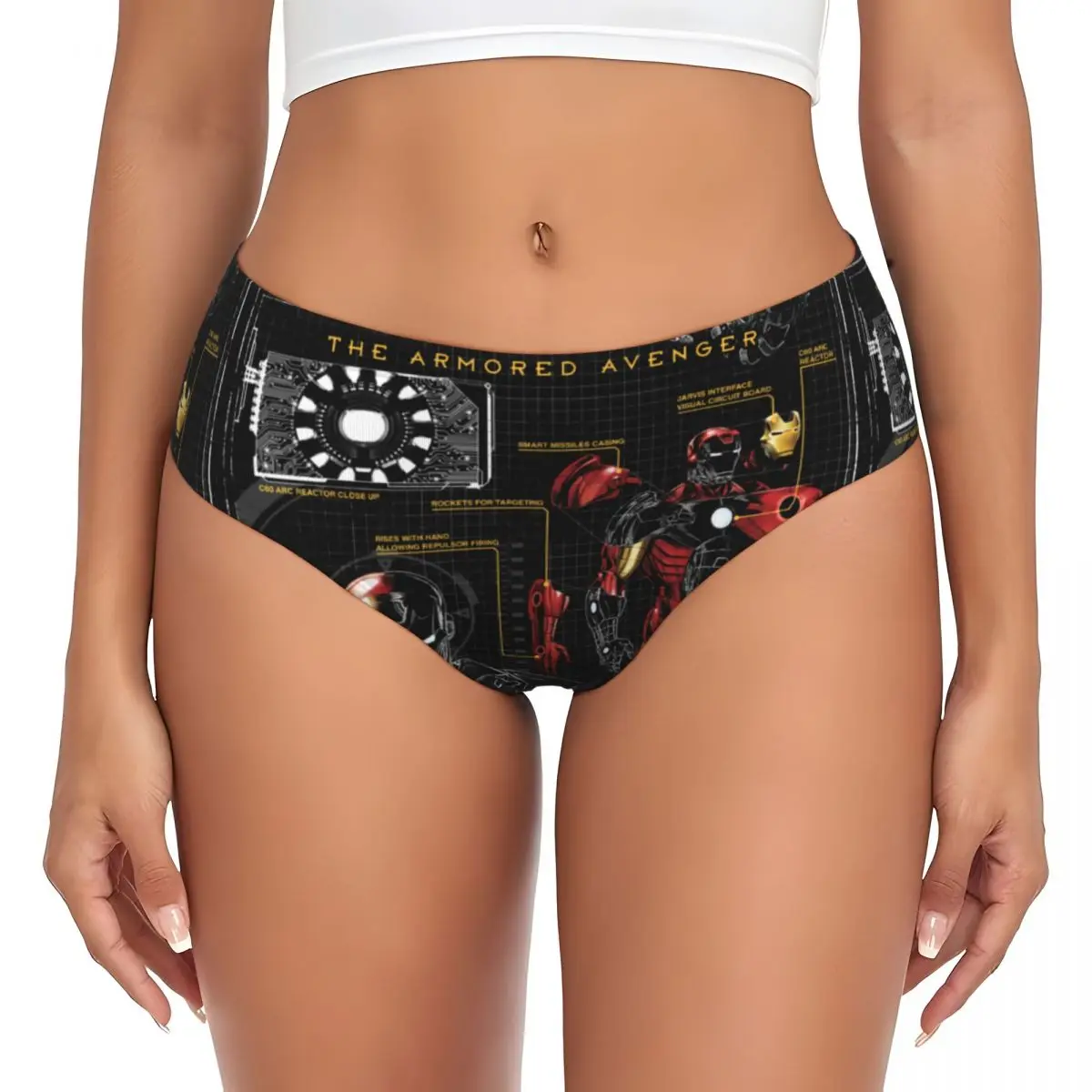 Custom Women Iron Man Armored Schematic Brief Panties Female Breathable Underwear Underpants