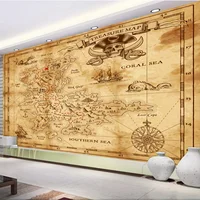 VIKAMA Retro Pirate Treasure Map Tapestry Sheepskin Scroll Treasure Hunt Map Background Cloth Living Room Room Decoration 2
