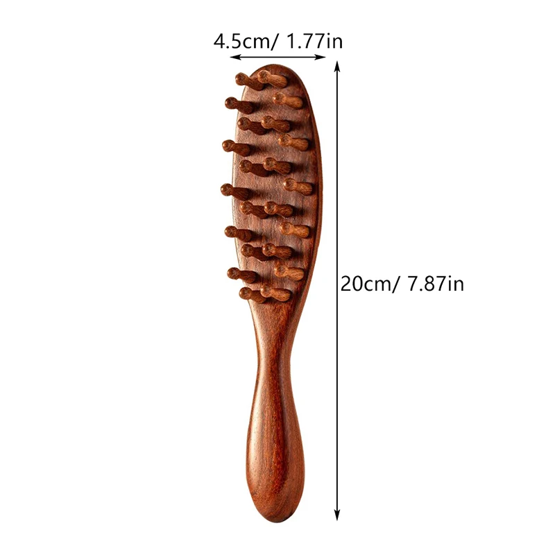 Head Scalp Meridian Comb Natural Sandalwood Long Handle Body Comb Multifunction Insert Teeth Wooden Massage Comb 22 Nails