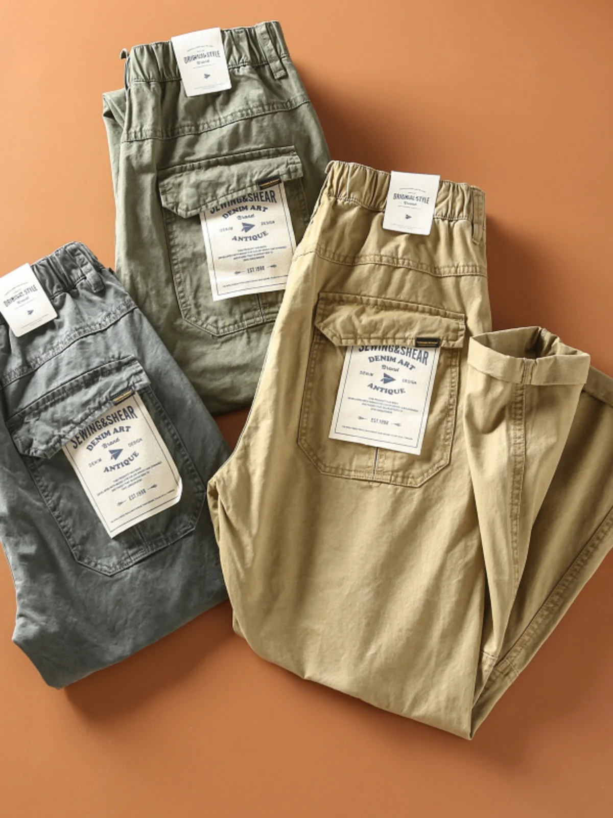 

Retro Waed American Casual Cotton Work Trousers Men's Loose Straight Leg Long Pants Spring Autumn New Arrival