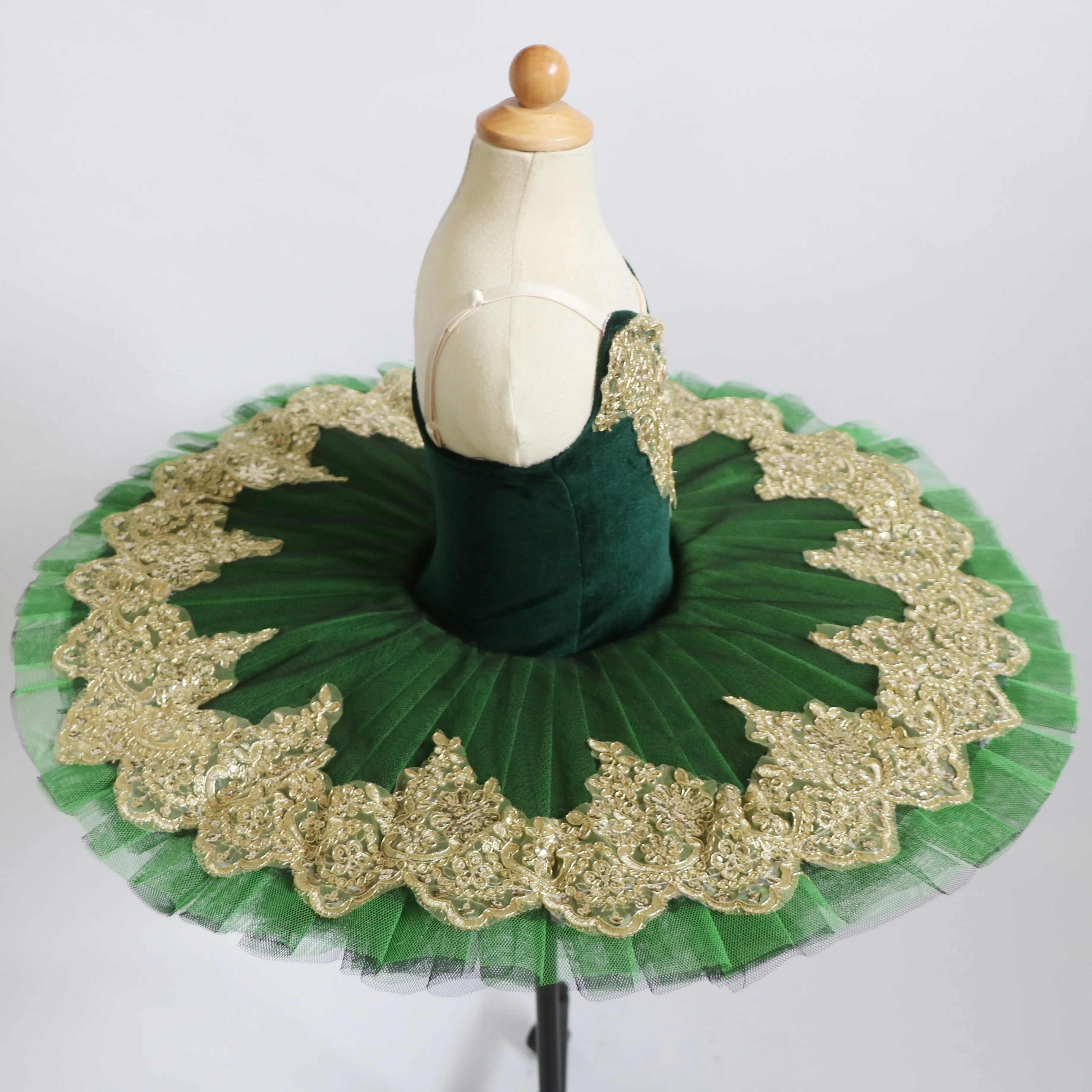 Tutús de Ballet profesional verde para niñas, vestido de Ballet de Lago de los Cisnes, Ropa de baile, vestido de Patinaje Artístico de bailarina de panqueque, nuevo