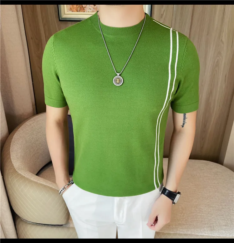 

Knitted Man Short Sleeve T-shirt Men's Designer Clothing Spring New In Tops And T-shirts Crewneck Knitting Tee Shirt 2025 Summer