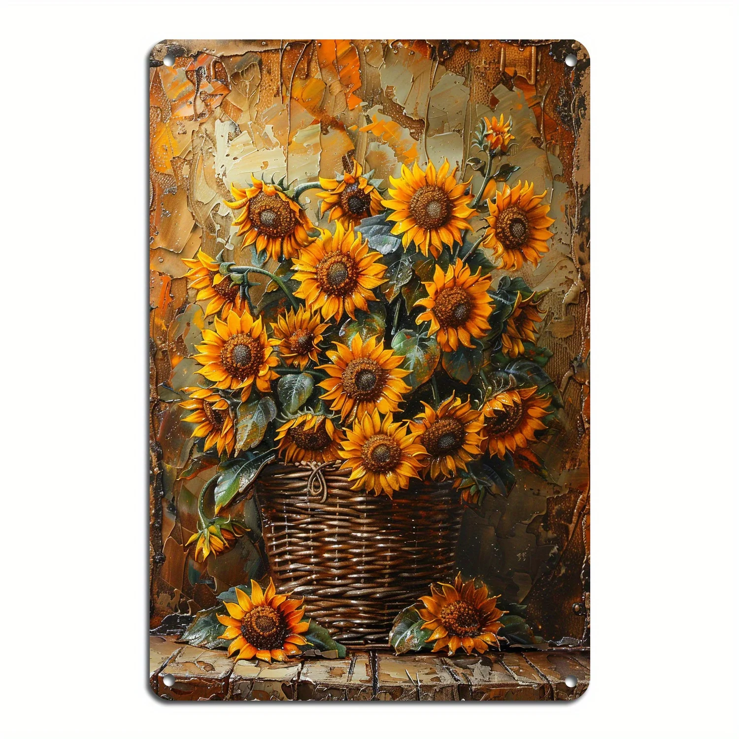 Rustikale Sonnenblumen-Metall-Wandkunst, Vintage-Eisen-Dekorationsschild, 20,3 x 30,5 cm, Bauernhaus, Küche, Wanddekoration für Zuhause, Café, Bar, Herrenhöhle