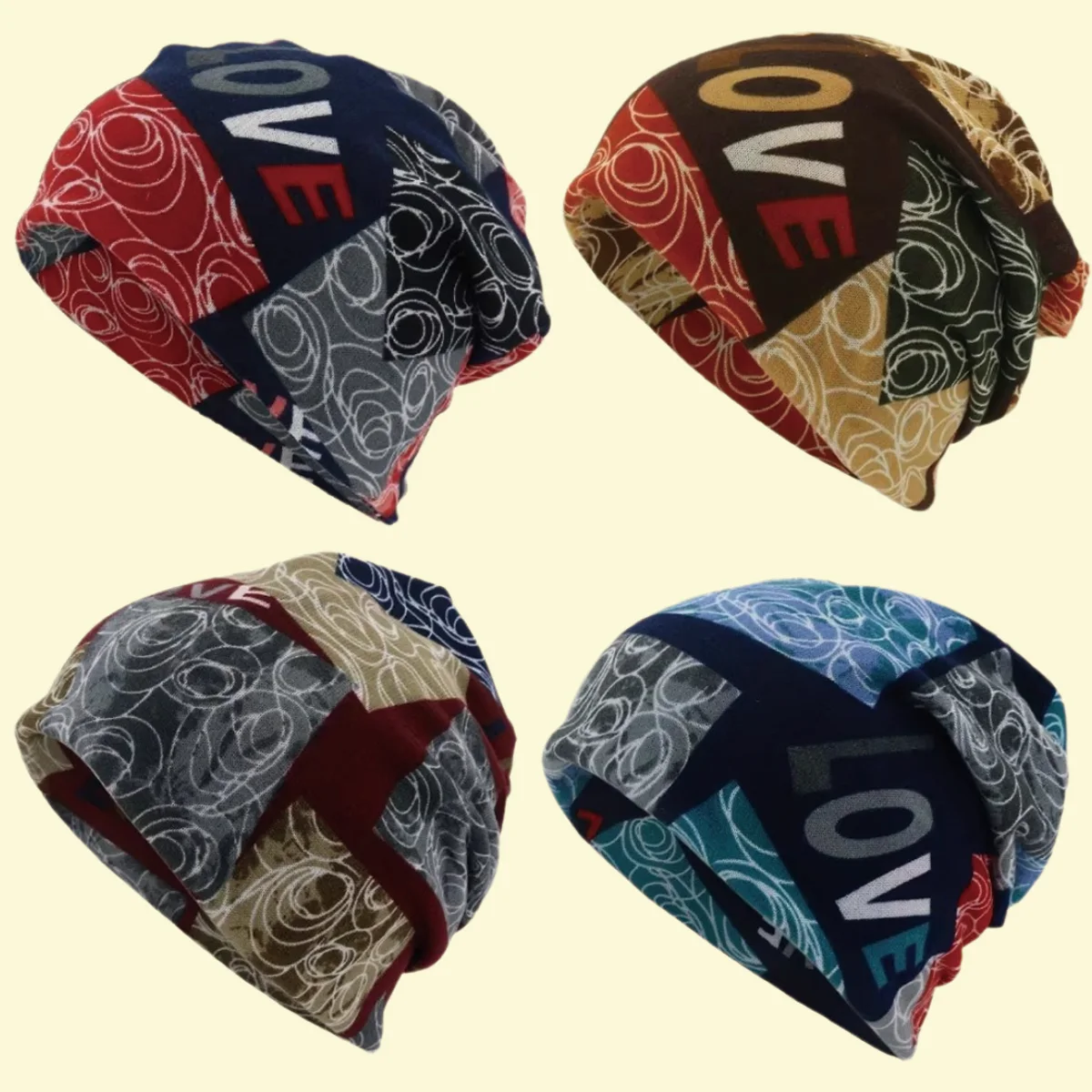 

Letter Printing Brimless Cap Windproof and Warm Multi-purpose Headscarf Soft Comfort Cycling Headband Twist Hat Scarf Dual-use