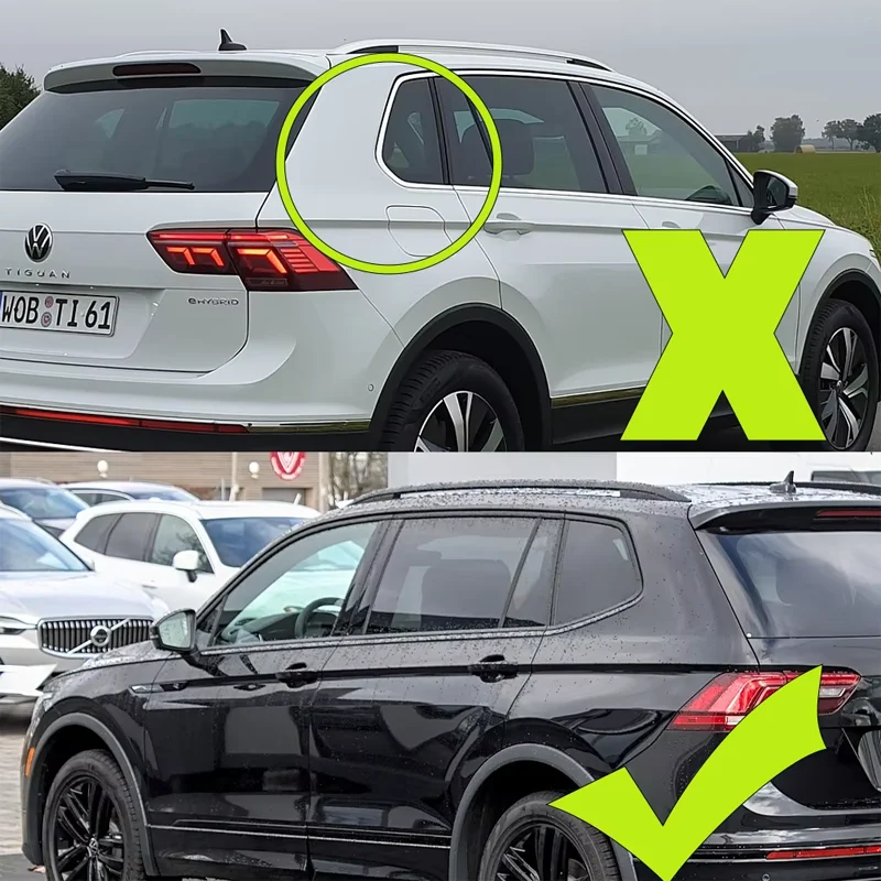 4Pcs Car Window Weather Strips for Volkswagen VW Tiguan L R-Line 2018~2024 2019 Black Silver Window Rubber Sealing Accessories