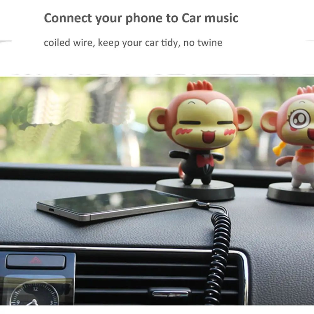 

Male to Male For Car Spring Extension Right Angle Line Wire Audio Cable Aux Cord