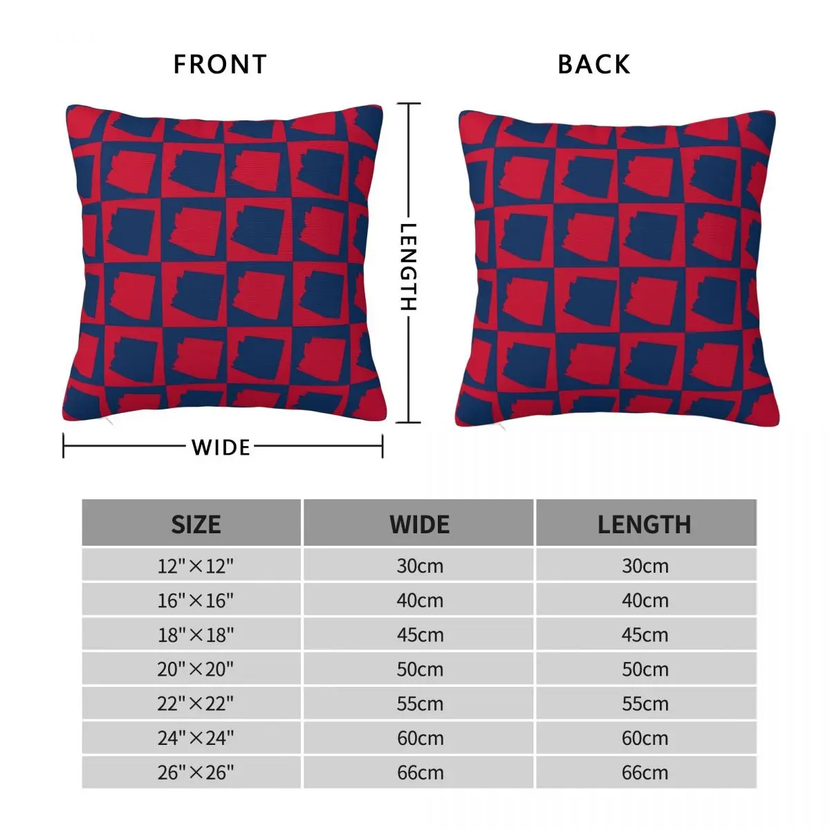 Arizona Red Blue Square Pillowcase Polyester Linen Velvet Pattern Zip Decorative Pillow Case Home Cushion Cover