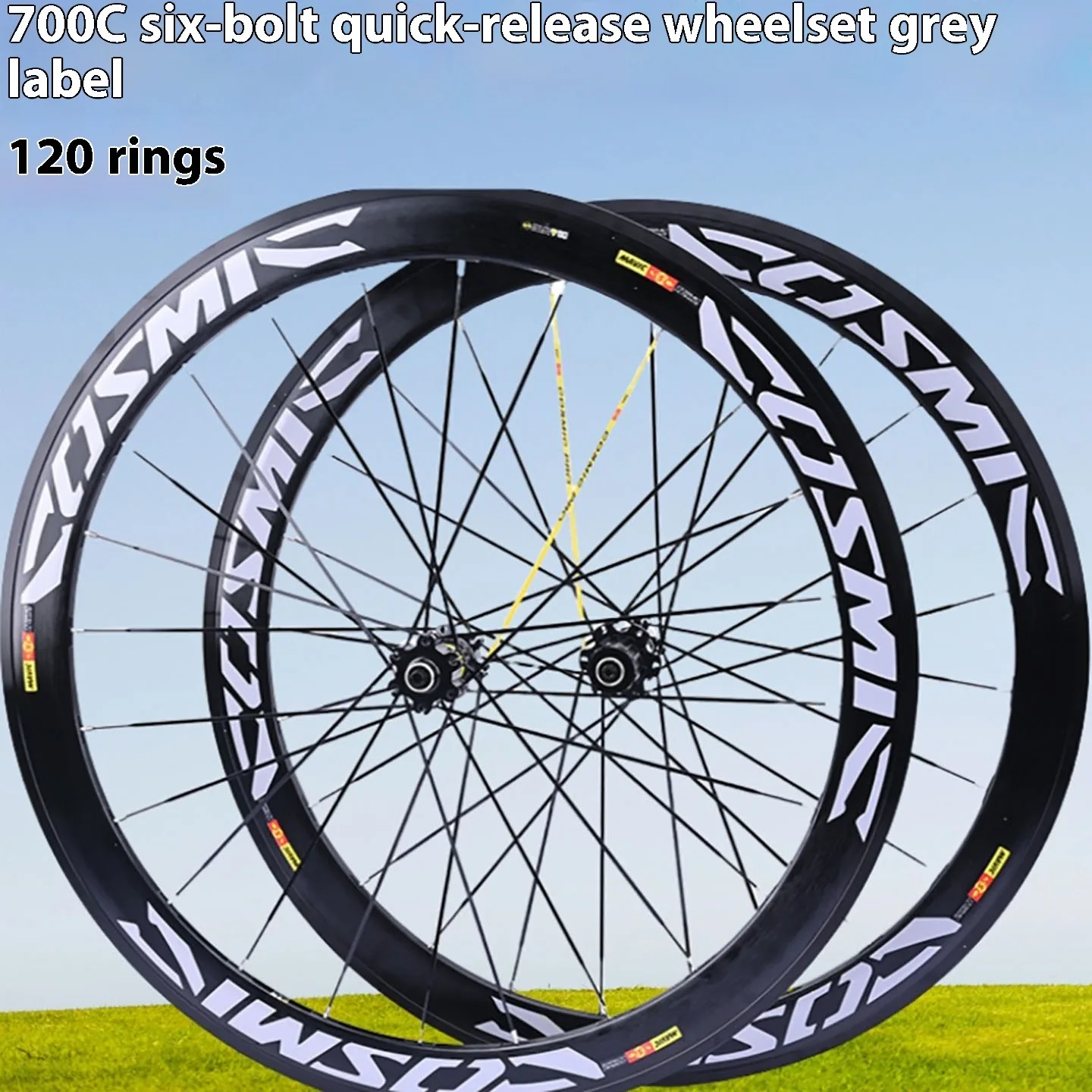 COSMIC 700C Road Wheels Straight Pull 6 Hole QR Disc Brakes 24 Hole Grey Label WheelSET 120 Rings HG 6 Bearings