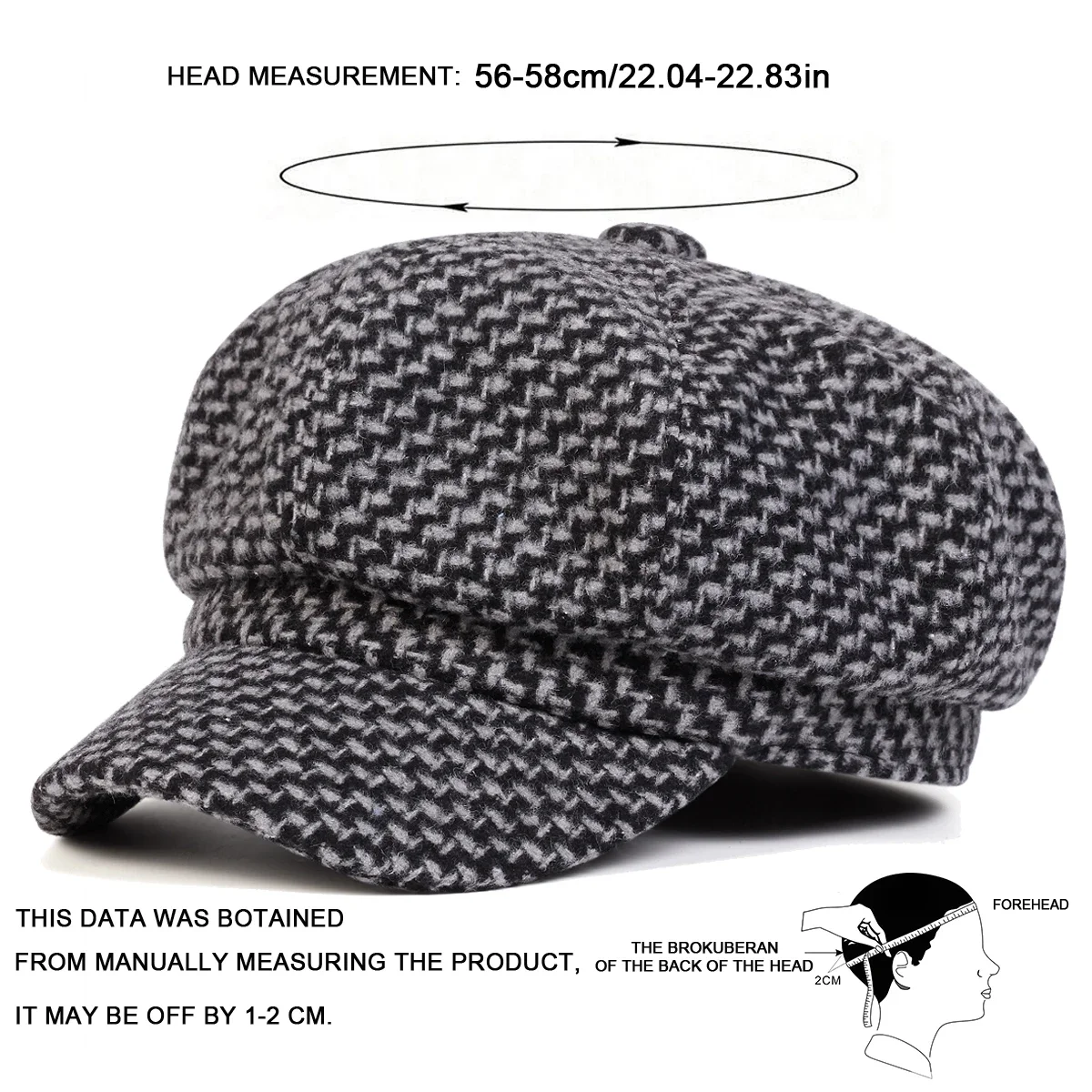 Unisex Thousand Bird Grid Personality Newsboy Hat Spring Autumn Retro Beret Hats Wild Casual Hats Octagonal Cap