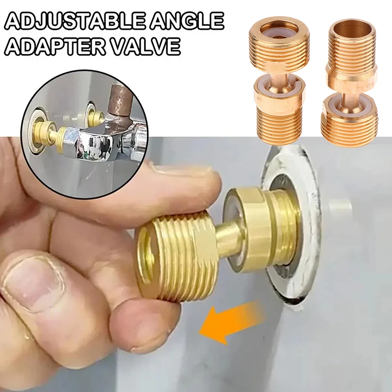 Válvula adaptadora de ângulo ajustável, 1/2 unidades, com flexibilidade de 360 graus, construção de cobre, ajuste universal para acessórios de encanamento