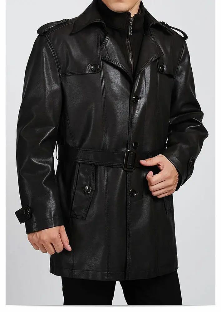 Veste coupe-vent en cuir de mouton véritable pour homme, blouson tendance européen et américain 3/4