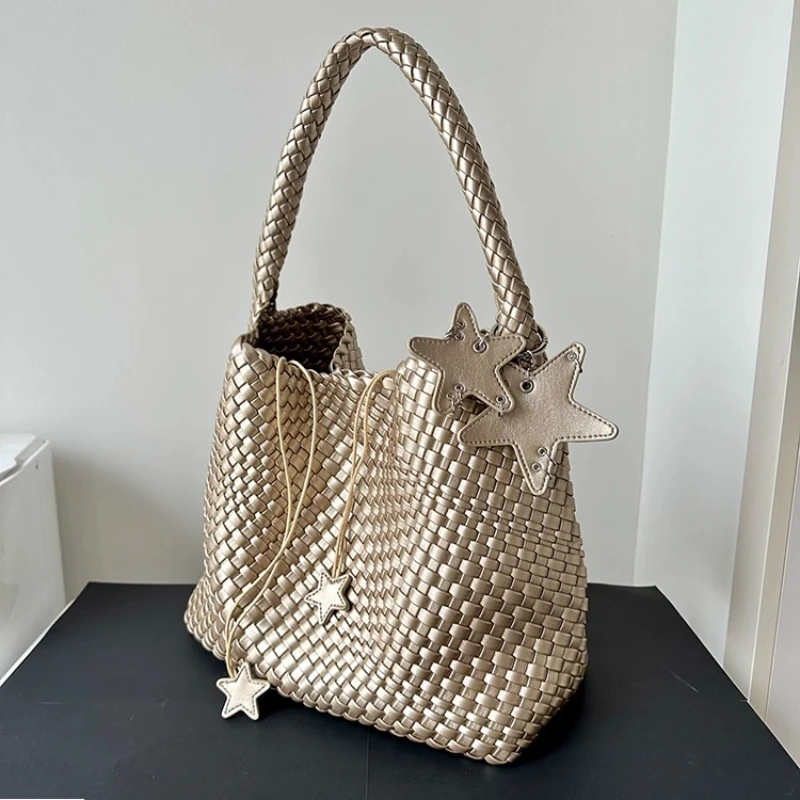 

Designer Brand 2025 New Hand-woven Tote Bag Large Capacity Shoulder Bucket Bags for Women Сумка Женская