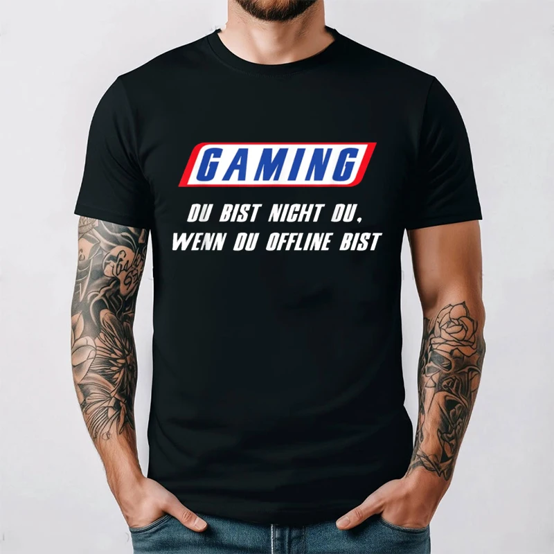 مضحك الألمانية تي شيرت الألعاب Du Bist غير دو وين دو غير متصل Bist القطن الأسود لعبة فيديو عاشق هدية فكرة بلايز الرجعية عادية