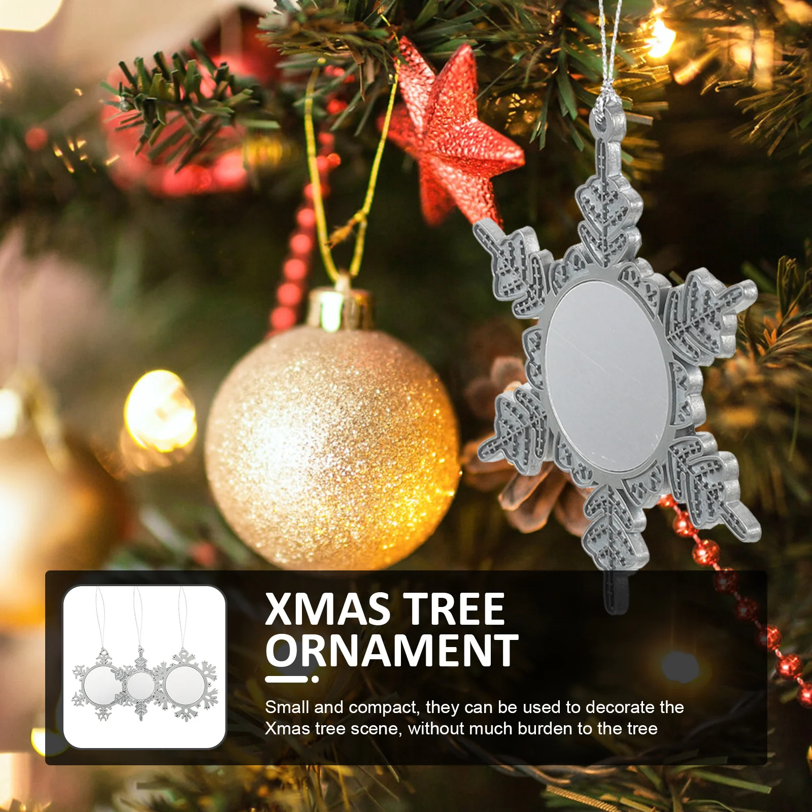 

3pcs Snowflake Hanging Ornaments For Christmas Tree Blank Sublimation Pendants Diy Xmas Decor Home Wall Hanging Festive Pendant