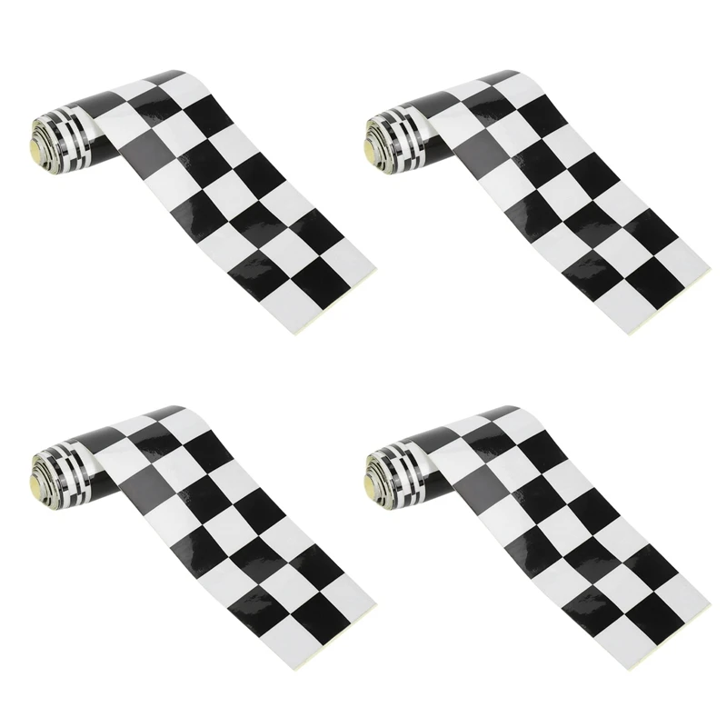 

4Pcs 3 Inch Black/White Checkered Decal Tape Car Motorcycle Bike Tank Sticker