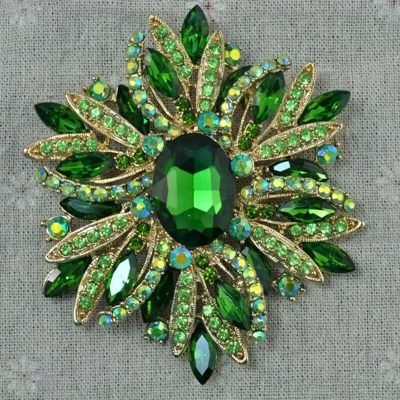 New Fashion Large Crystal Glass Brooches for Women Exaggerated Temperament Clothing Accessories Shiny Rhinestone Brooch Jewelry