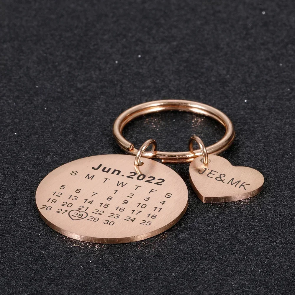 Couple Keychain Customization Photo Stainless Steel Keychains Laser Diy Engraving Name Date Custom Gift Key Accessories Keyring