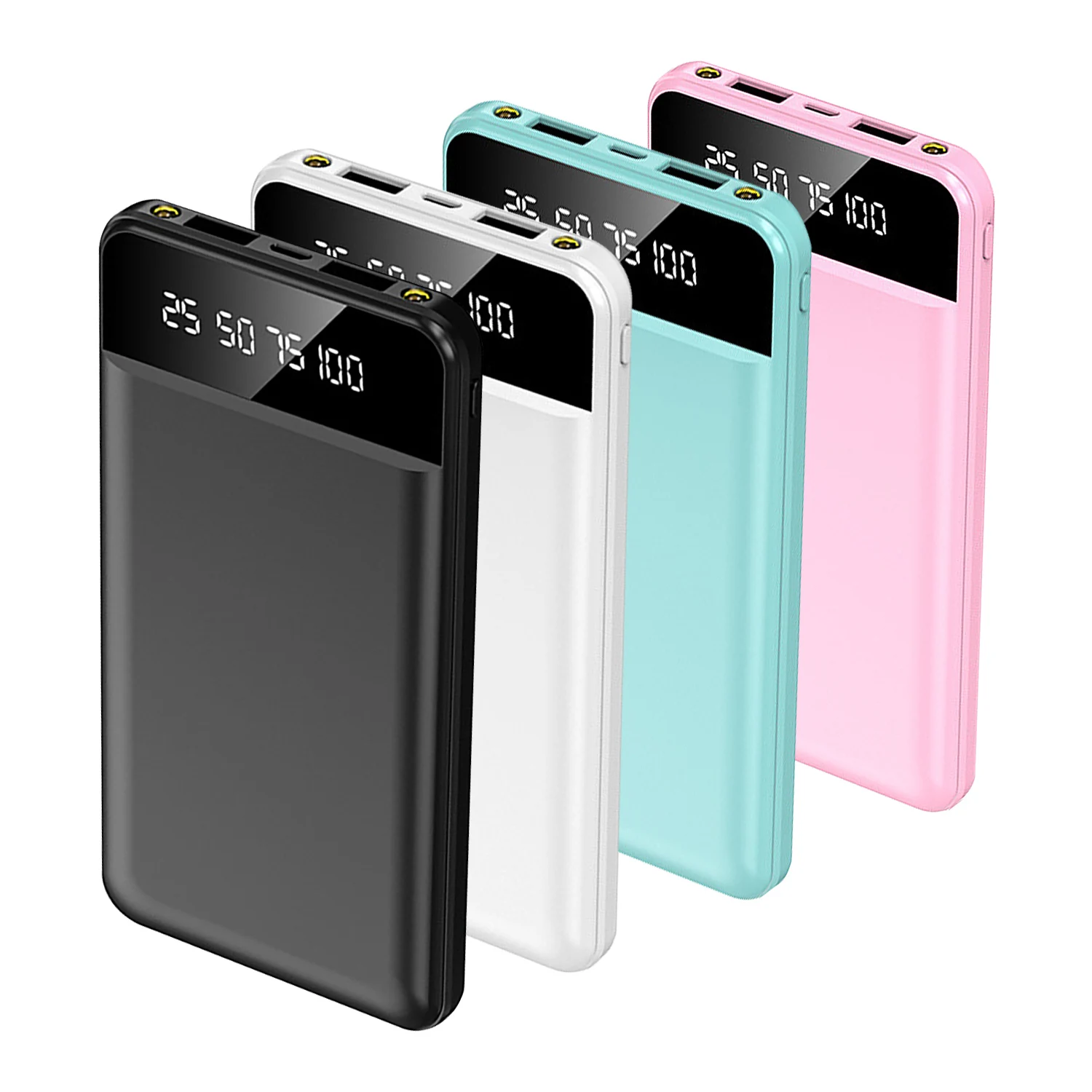 

1 шт. портативный ультратонкий внешний аккумулятор Power Bank емкостью 10000 мАч с 2 выходными USB-портами, зарядным кабелем и светодиодным фонариком