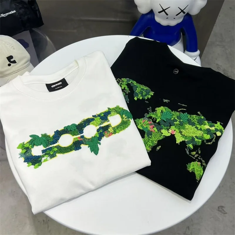 

Men's Goodbrand Oversized T Shirt Heavy Industry Green Plant Embroidery GOODBRAND Women's Short Sleeves