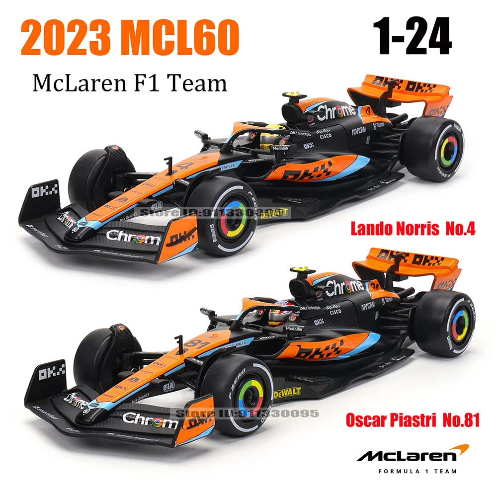 CCA MSZ 1:24 2023 McLaren F1 Team MCL60 4# Lando Norris 81# Oscar Piastri alloy car model toy series collection gift