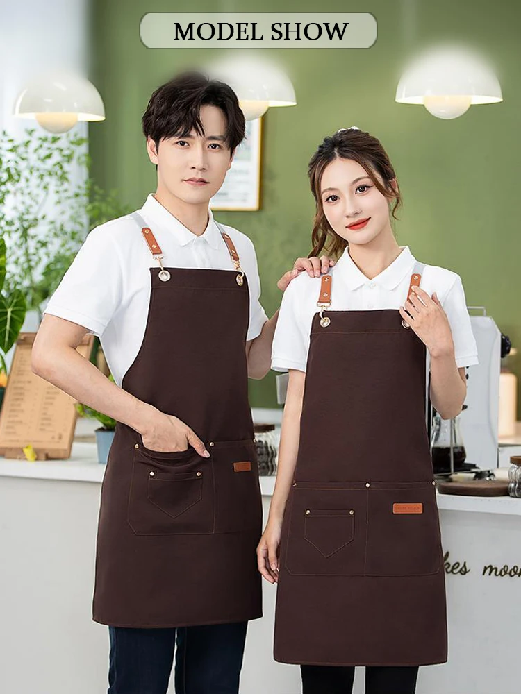 Heavy-Duty Waterproof Canvas Work Apron - Stain Resistant Protection for Fruit Stores Coffee Shops Bubble Tea & Bakery Use