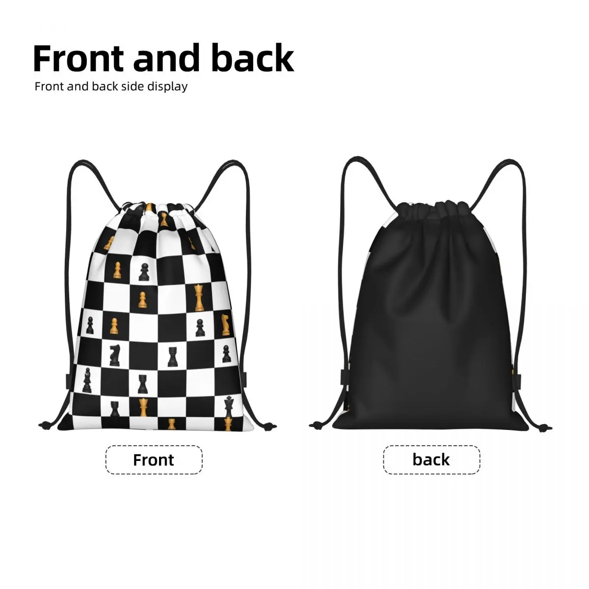 Power Play Chess Game Drawstring Bag Women Men Portable Gym Sports Sackpack Chess Lover Piece Shopping Backpacks