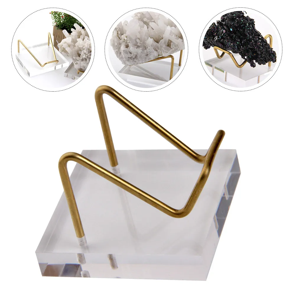 

1Pcs Crystal Mineral Display Stand Acrylic Base Metal Jewelry Holder Display Pedestal Storage Rack Creative Jewelry Storage