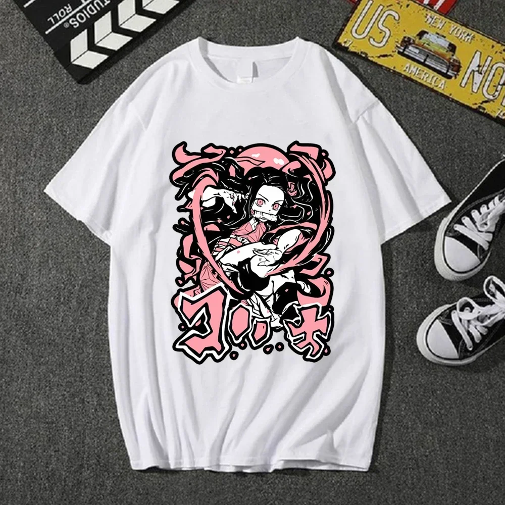 Casual Harajuku Tee Summer Demon Slayer Clothes Anime Cartoon T Shirt for Women Streetwear Print Cotton Tops Graphic T Shirts