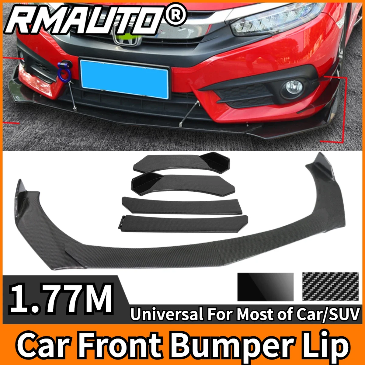 4Pcs Universal Front Bumper Lip Carbon Fiber Splitter Diffuser Body Kit For KIA For Subaru For Honda For Toyota For BMW For Benz