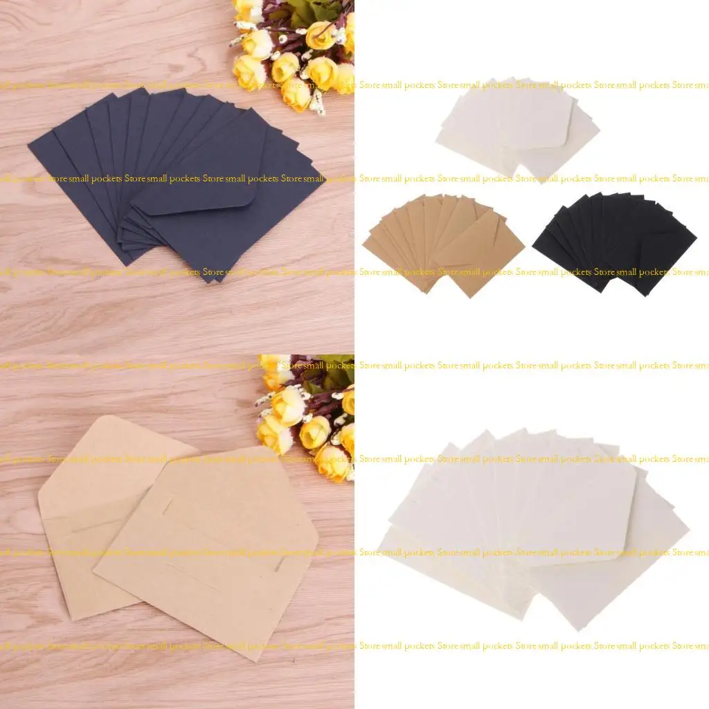 

R1WD 50 PCS RETRO OVVELOPE 4''x2.67 Крафт -бумажные конверты, установленные для приглашений на вечеринку