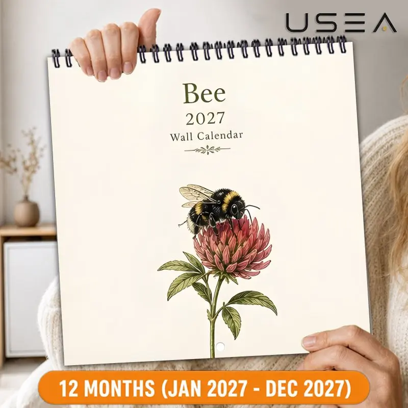 2027 Bee-Themed Hanging Wall Calendar, Yearly Organizer, Habit Tracker, Time Management Journal, Christmas New Year Gift