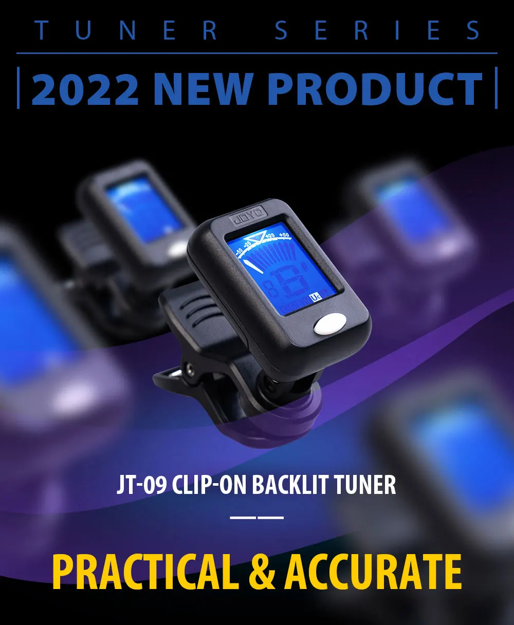 JOYO JT-09 Guitar Tuner Clip-on Digital Electronic Tuner for Acoustic Guitar Bass Violin Ukulele Guitar Parts & Accessories