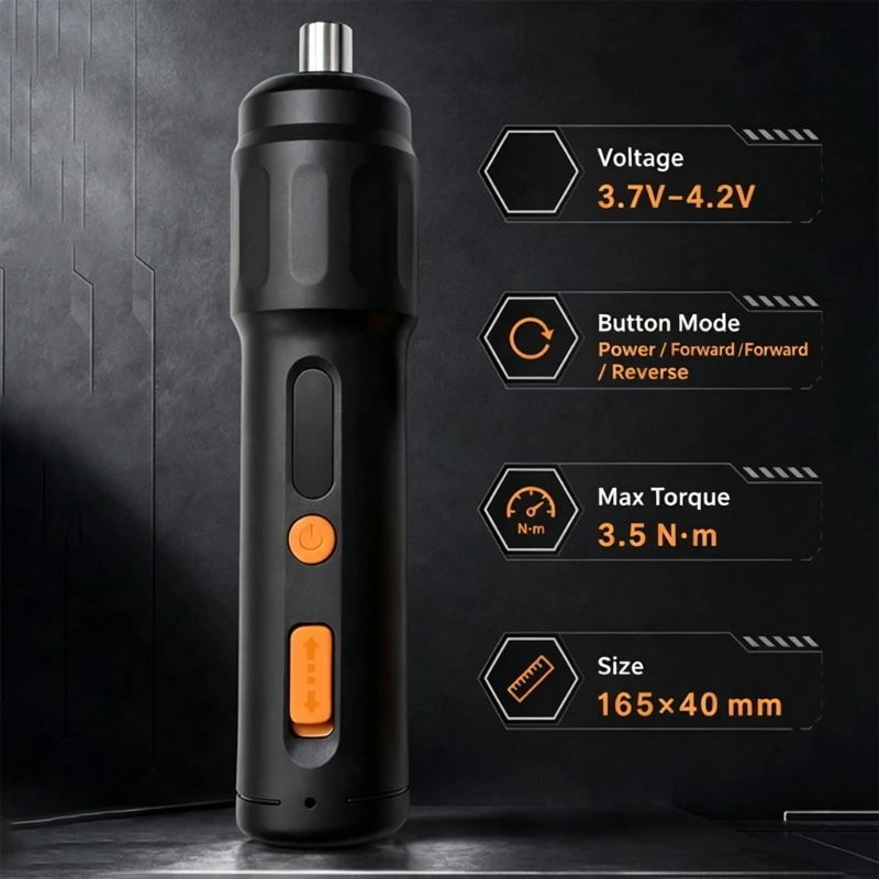 Variable Speed Electric Screwdriver with Rechargeable Battery, Forward and Reverse Control, and 26 Components for M4YD