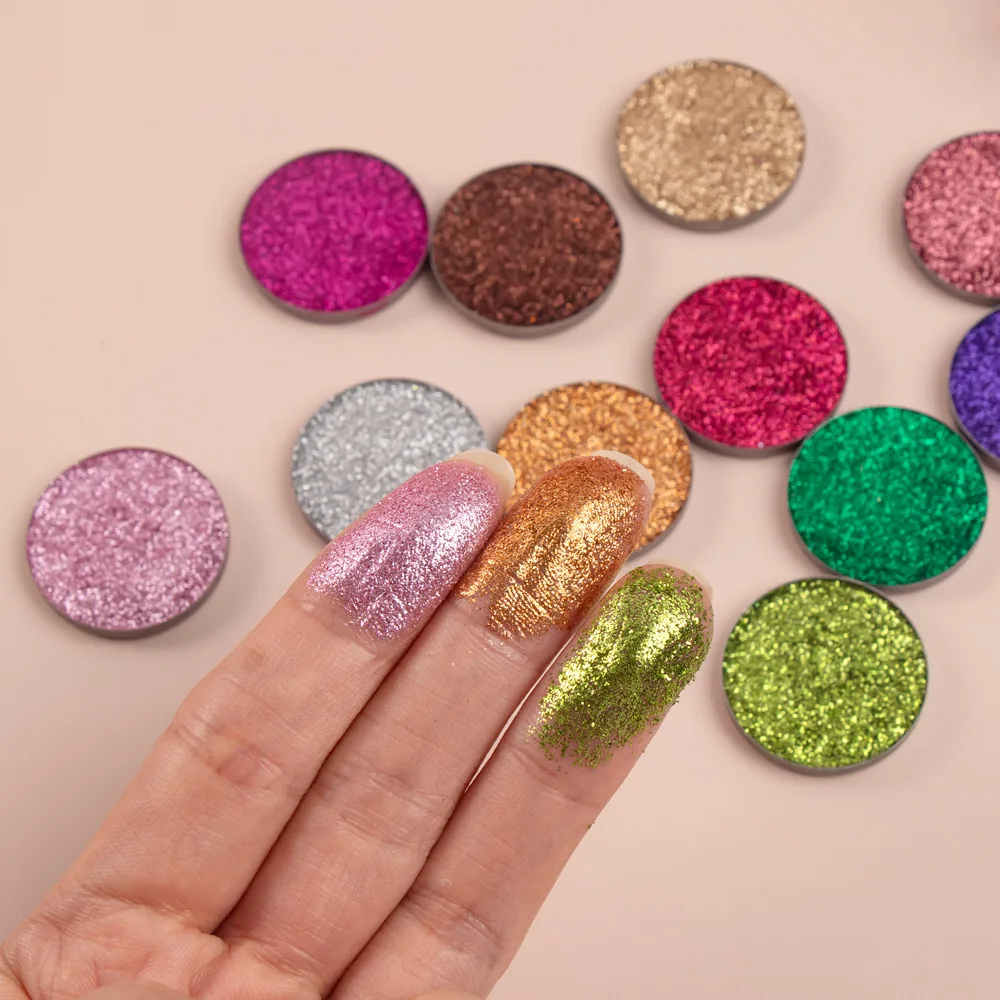 Sombra de ojos monocromática con purpurina, maquillaje en polvo prensado, paleta de sombras de ojos de diamante, Cosméticos de maquillaje de ojos brillantes