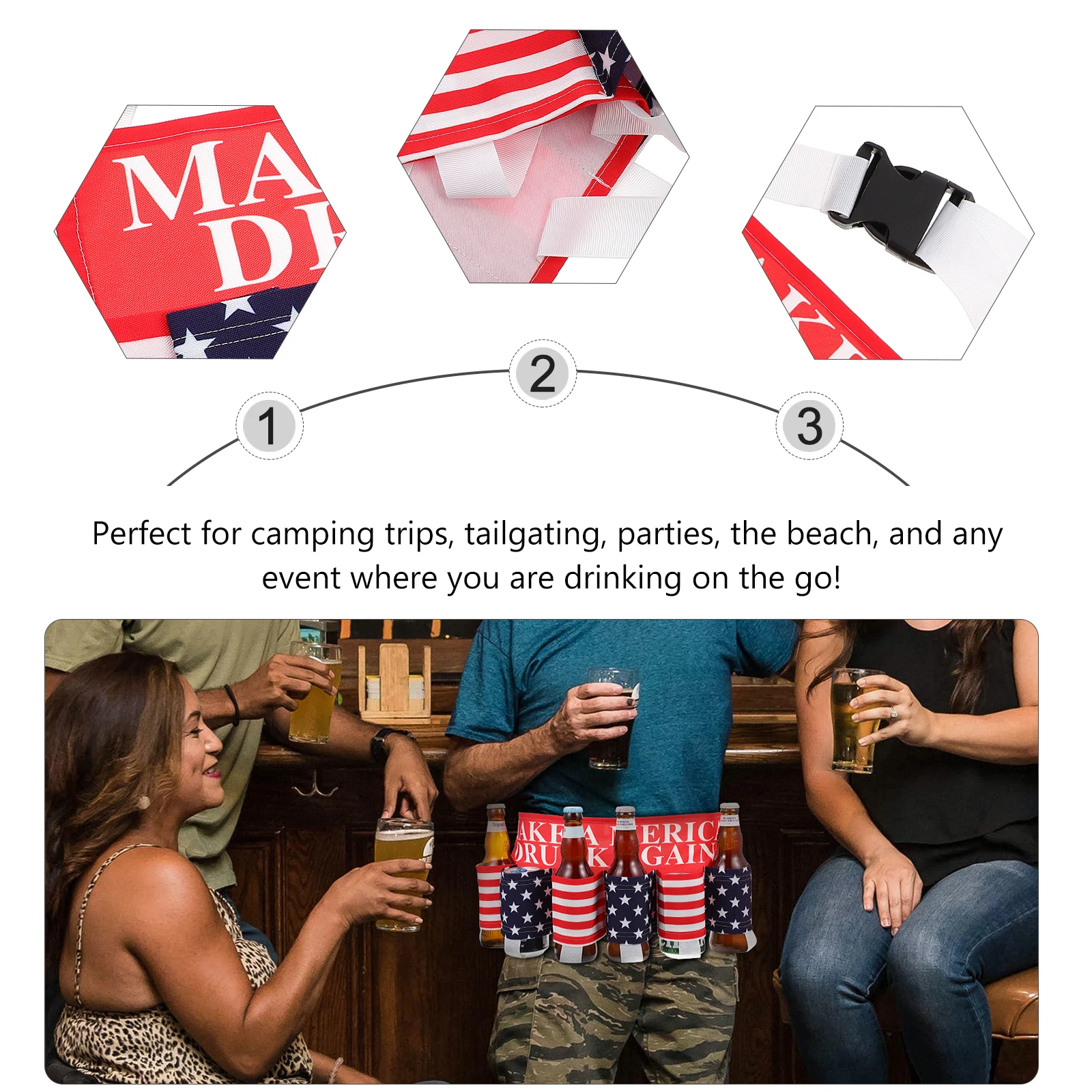 

Cotton Beverage Belt Adjustable Beer Holder for Men Camping Parties Oktoberfest Drink Waist Bag Picnic Stout Soda Can Strap