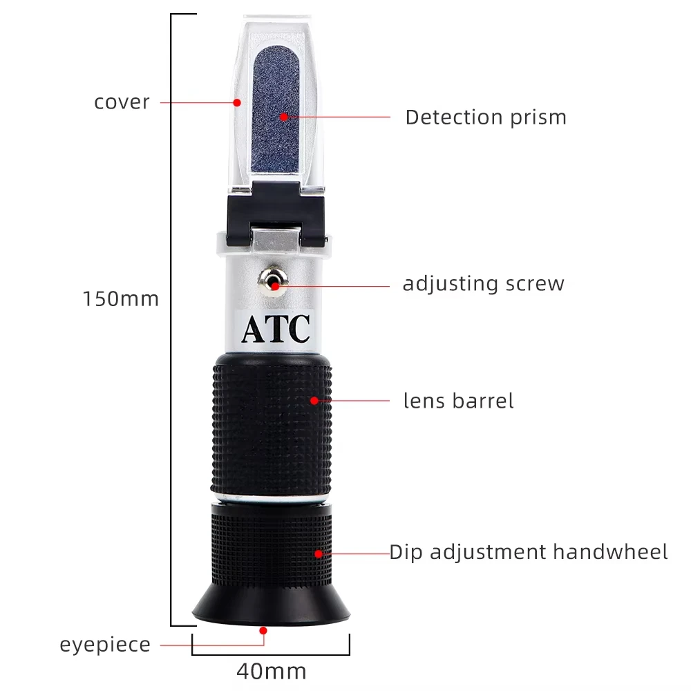0~50% Brix Sugar Refractometer Handheld Portable ATC Concentration Tester with Storage Box for Honey Fruit Juice Beekeeping
