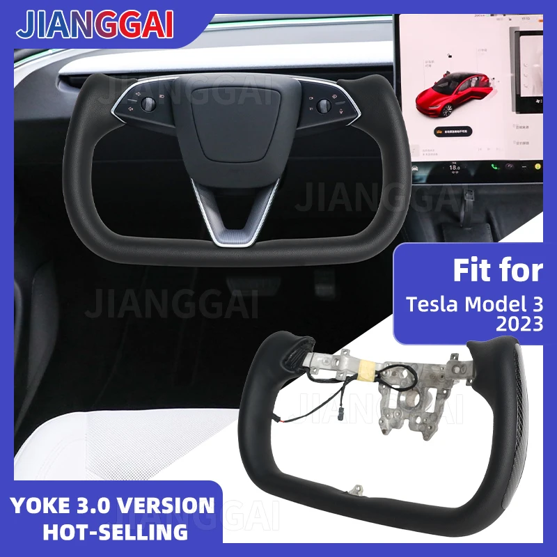 

Рулевое колесо с хомутом и подогревом для гоночного колеса Tesla Model 3 Highland 2024 с карбоновой нашивкой, аксессуары по индивидуальному заказу