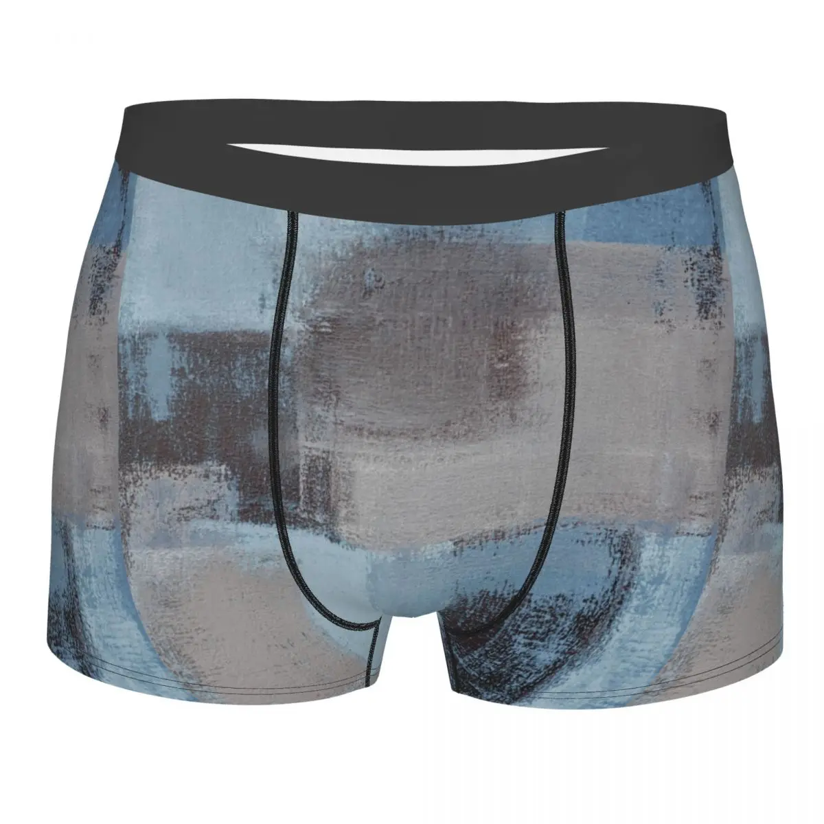 Humor Boxer Modern Abstract Art Shorts Panties Men Underwear Blue and Gray Painting Soft Underpants for Homme Plus Size