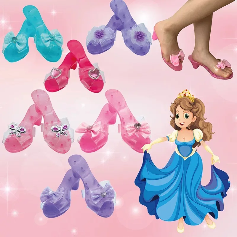 Crystal Princess Shoes Dress Up Toy For Girls 3 Year,High Heel Party Cosplay Toys Set With Sparkly Accessories Pretend Play Gift